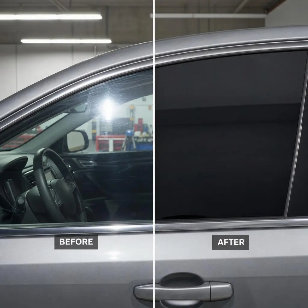 Clean automotive window tint finish at a Naples tint shop